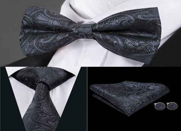 

hitie classic mens tie black floral silk woven bowtie with handkerchief cufflinks for mens wedding dress fashion suit lh0718 d12782330, Black;blue
