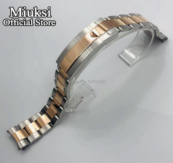 

20mm rose gold 316l solid stainless steel watch band folding buckle fit 40mm watch case mens strap7005895, Black;brown