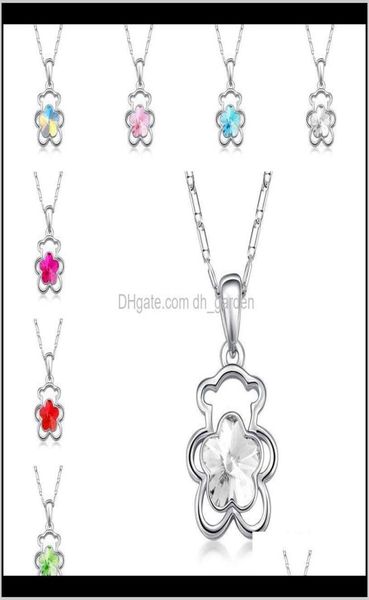 

necklaces pendants delivery 2021 red blue crystal bear pendant necklace sier chain fashion jewelry for women gift drop ship 16235989056, Silver