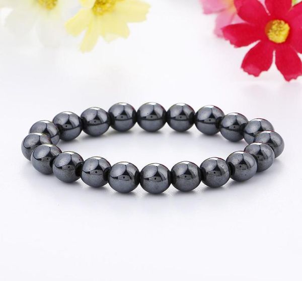 

new women mens healing 8mm 10mm 12mm natural stone mala bracelet men jewelry hematite health beaded bracelet charm 4288547, Black