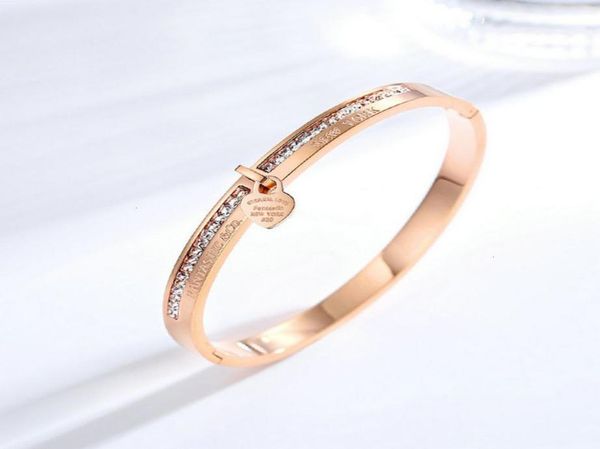

bangle fashion love lock letter diamond titanium steel 18k rose gold women039s bracelet jewelry4533078, Black