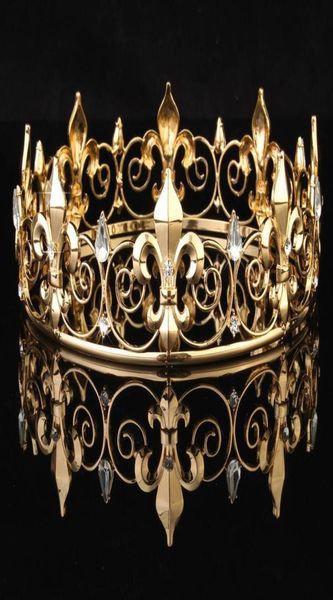 

new elegant men039s imperial medieval fleur de lis king crown prom accessories 2 colours for your choice c181120016369504, Slivery;golden