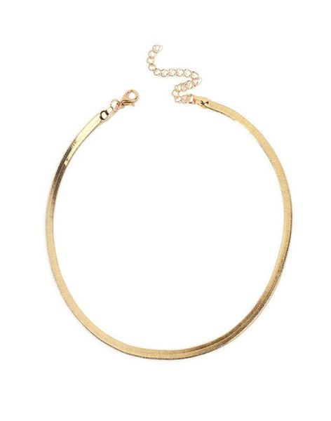 

2020 gold/silver plated adjustable 5mm flat chain herringbone choker necklace simple dainty jewelry for women 15" chocker1998391, Golden;silver