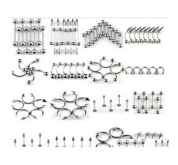 

316l stainless steel navel tongue lip nails nose screws nipple ear eyebrow rings studs multipurpose body piercing jewelry mixed 8796788, Silver