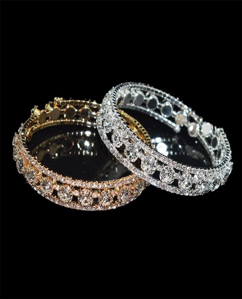 

luxury silver plated crystal rhinestone bracelets bangles for women adjustable wedding pulseras jewelry gifts whole9391325, Black