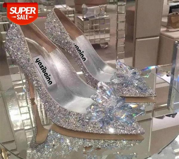

new crystal shoes heels women pointed bride shoes women's high heels female silver rhinestone wedding shoes #vf3a4160068, Black