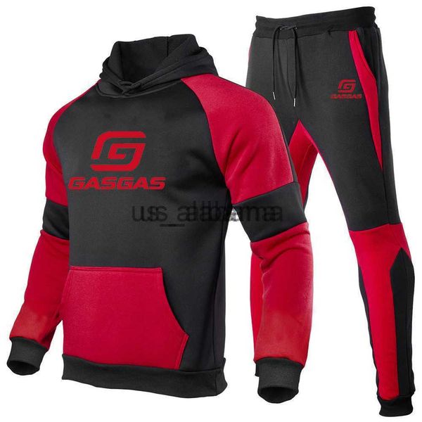 

men's tracksuits 2023 autumn winter men's tracksuit motorcycles gasgas printed 2 pieces set sweatshirt + sweatpants couple hoodies, Gray