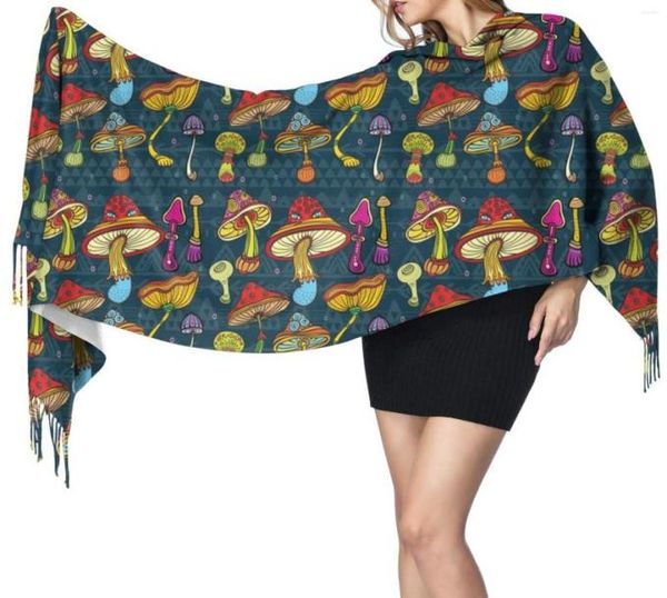 

scarves noisydesigns cashmere scarf for women mushrooms colorful pattern warm winter pashmina shawl female blanket8600408, Blue;gray