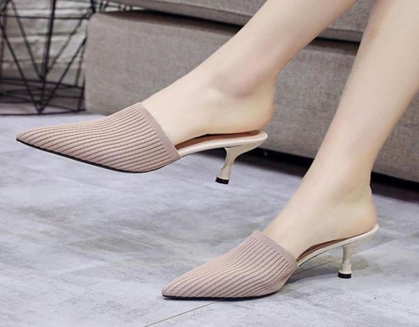 

sandals women high heels summer brand woman pumps thin party shoes pointed toe slip on office ladie dress shoe plus size4222803, Black