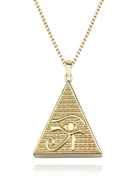 

pendant necklaces pyramid egyptian gods power eye necklace of horus stainless steel clavicle chain for man and woman5214021, Silver