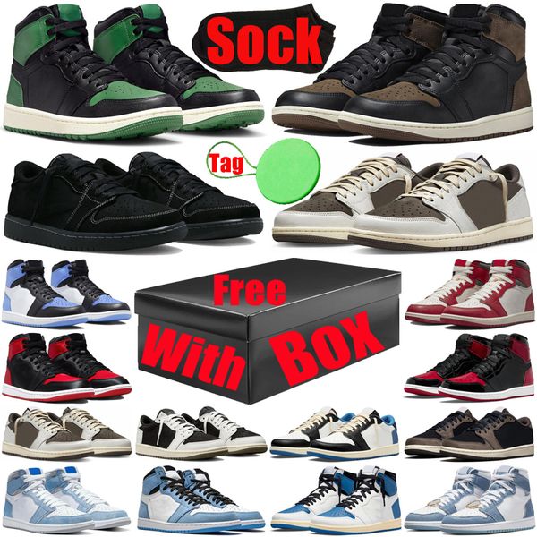 

with box palomino 1 1s basketball shoes for mens womens 1961 unc toe travis black phantom university blue reverse mocha satin bred scott tra