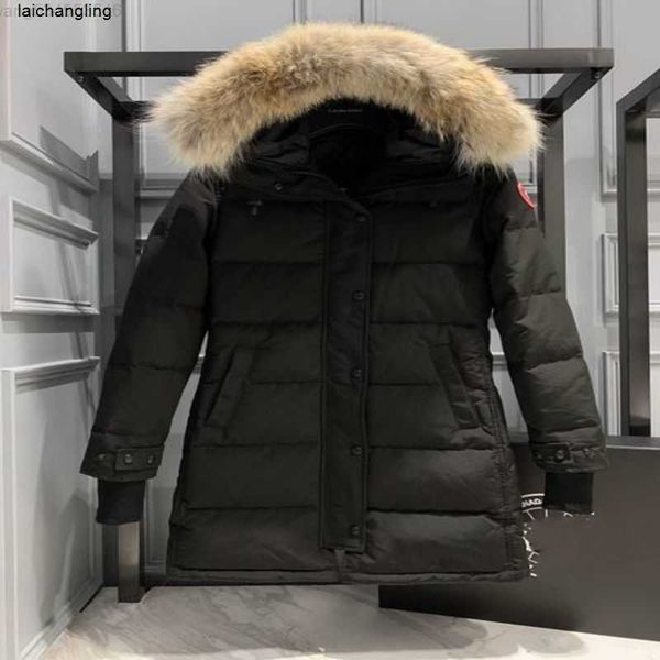 

designer canadian mid length version puffer goose down womens jacket parkas winter thick warm coats windproof streetwearg3kf, Black