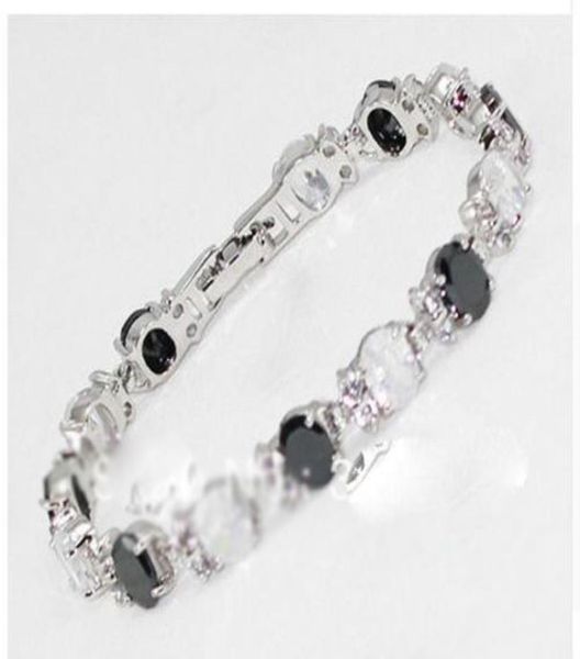 

18k white gold plated fine jewelry white black crystal bracelet 75quot7648232