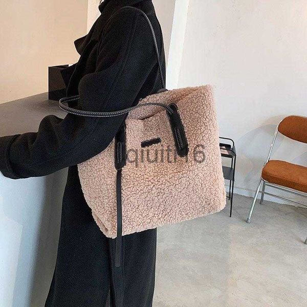 

evening bags shoulder bags faux fur tote bag women's fashion net red plush versatile large capacity one messenger handbag x0907