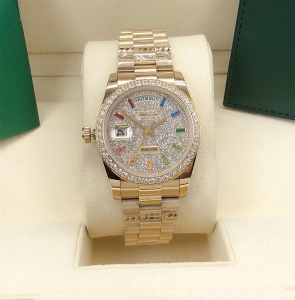 

luxury designer classic fashion automatic watch inlaid with colored diamond size 36mm sapphire glass a ladies039 favorite chris2772916, Slivery;golden