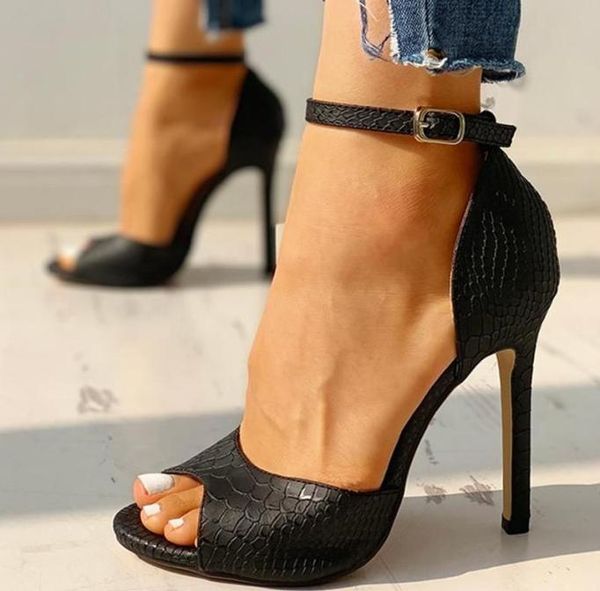 

womens pumps fashion 2021 summer exquisite open toe ladies shoes female increased stiletto super high heel sandals4687502, Black