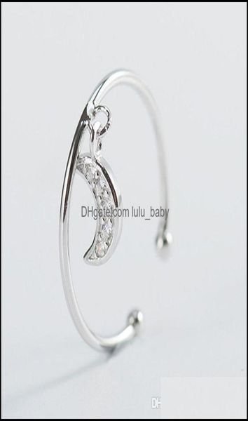 

band rings jewelry 100 genuine 925 sterling sier open moon dangle female ring for women fine christmas gift ymr483 drop delivery 1565345, Silver