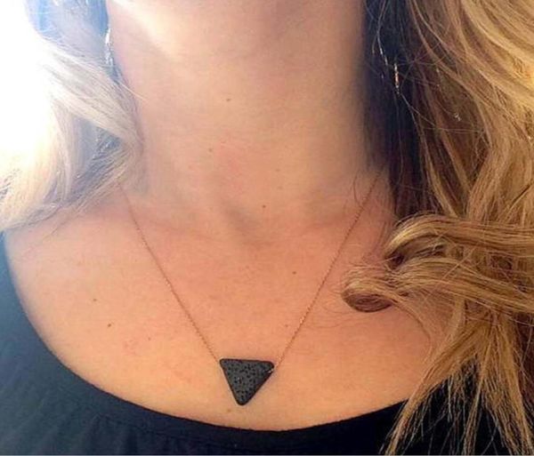 

whole women essential oil diffuser aromatherapy necklace triangle lava bead stone jewelry gift7169630, Silver