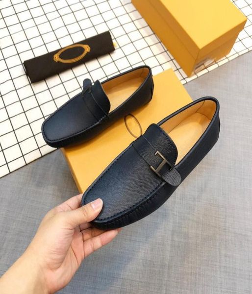

luxury brand mens loafers dress casual shoes ventilate genuine leather office walk footwear t metal gommino size 38457703438, Black