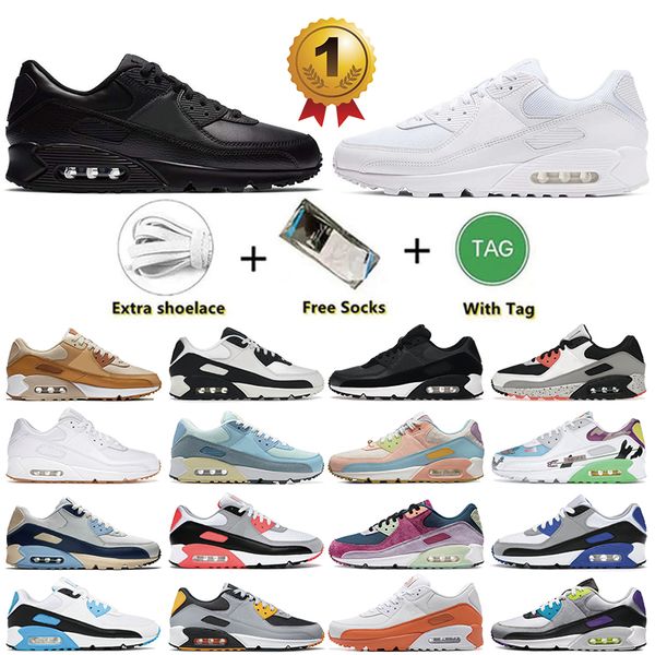 

90s og men women running shoes 90 cushion sneakers triple black leather triple white mash caramel light bordeaux phantom coconut milk traine