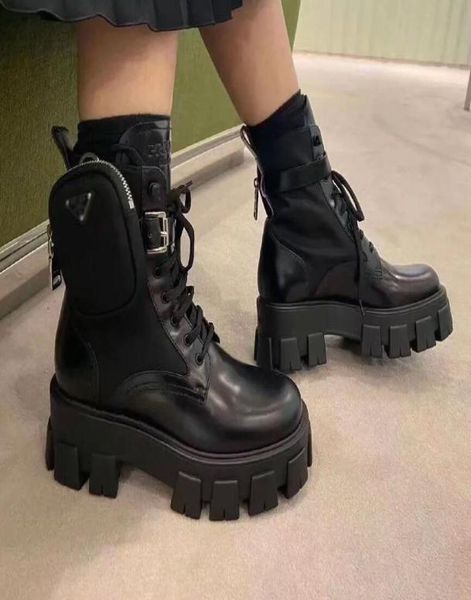 

fashion boots women martin boots 2020 new stretch platform thicksoled thick heel short leather luxury short boots6936982, Black