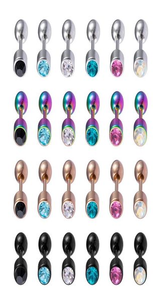 

crystal cartilage stud earrings ear piercing tragus helix barbell stainless steel earring bar for women men body other jewelry7038225, Slivery;golden