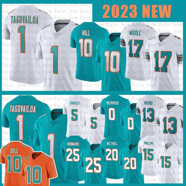 

jalen ramsey tua tagovailoa football jerseys men miamis dolphins tyreek hill jaylen waddle braxton berrios dan marino xavien howard eli appl, Black;red