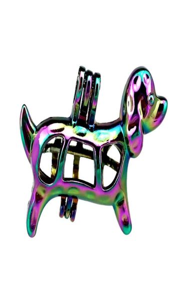 

10pcslot rainbow color dog puppy beads cage locket pendant diffuser aromatherapy perfume essential oils diffuser floating pom3014522, Silver