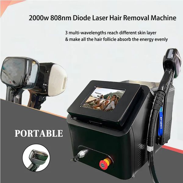 

808nm diode laser painless depilation machine ing point hair pigment removal skin whitening ce beauty salon for all skin types, Black