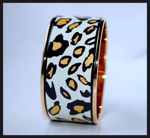 

leopard series18k goldplated enamel bangle bracelet for woman bracelets bangles width 30mm fashion designer jewelry2648368, Black