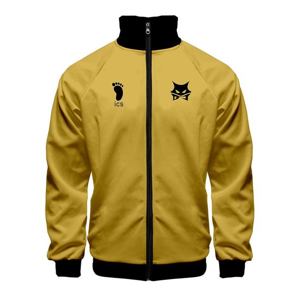 

japan anime haikyuu cosplay costume msby black jackals volleyball club harajuku cardigan stand collar zipper baseball jacket2465