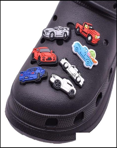 

shoe parts accessories shoes pvc racing car decoration charm buckle jibitz for charms buttons pins b970n5910157, White;pink