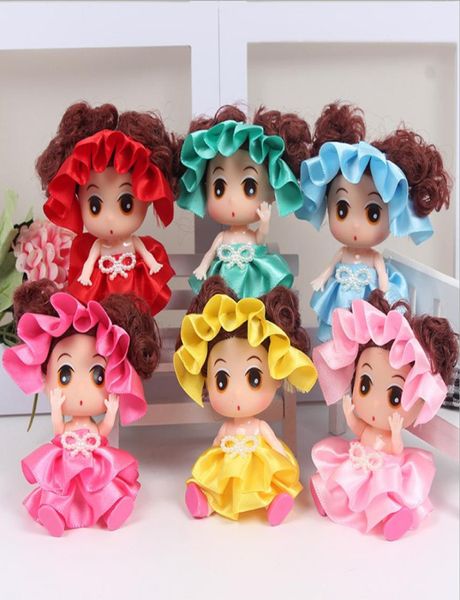 

9cm princess dolls keychain bathing cap baby girls bowknot wedding dress skirt gifts toys for kids children8054142, Slivery;golden