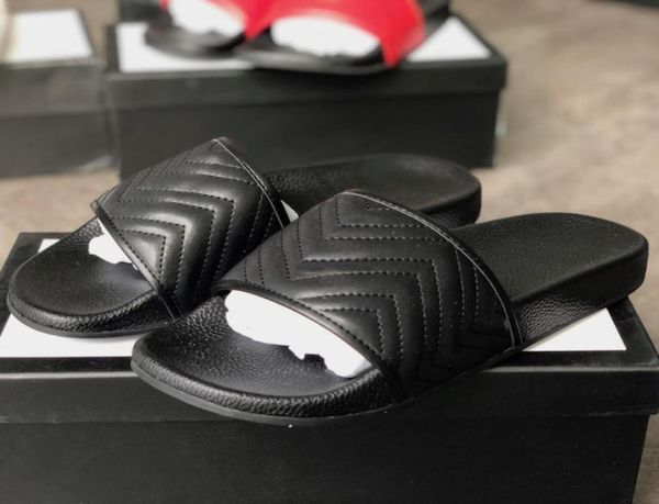 

rubber slide sandal leather men women slipper flip flops metal sliders pearl snake print pink flower slipper large size 3645 with8448924, Black