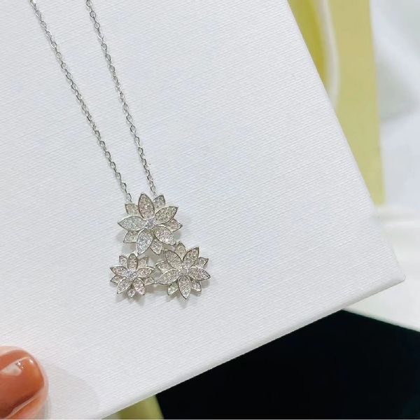 

stylish lotus necklace for female lovers anniversary gift exquisite jewelry, Silver