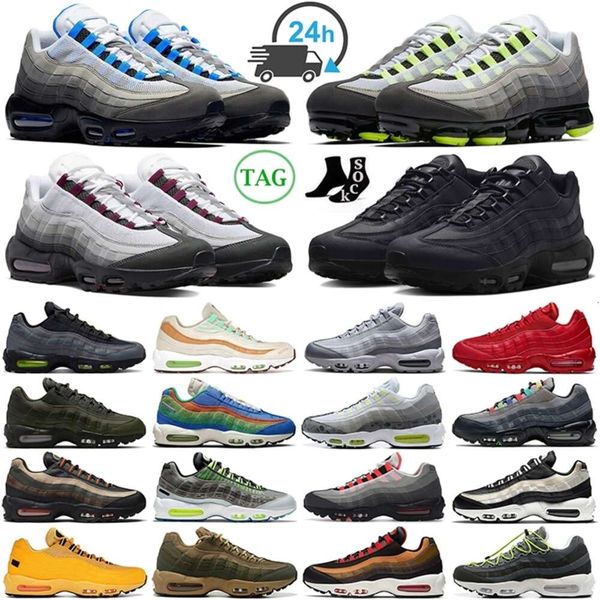 

running og 95 shoes men women 95s crystal blue dark beetroot triple black white neon solar red midnight navy black laser blue denham mens tr