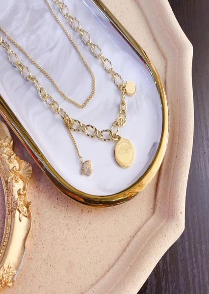 

womens necklace choker chain 18k gold plated stainless steel designer letter double layer necklaces pendant statement fashion wedd2581647, Silver