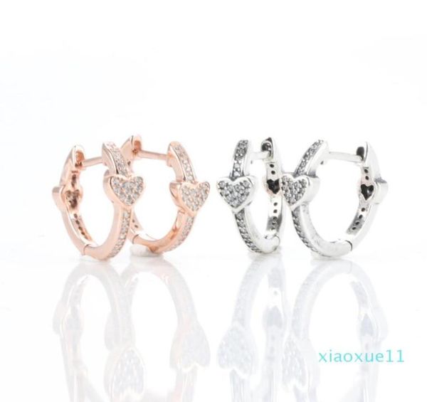 

authentic 925 sterling silver heart stud earring original box for alluring hearts hoop earrings6428288, Golden;silver