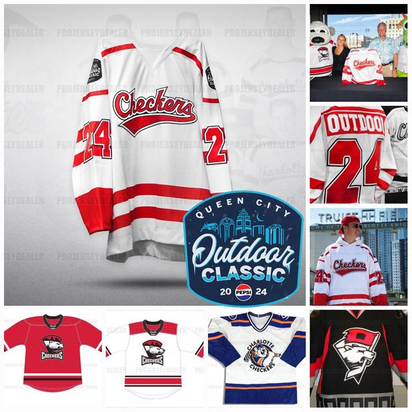 

ahl charlotte checkers 2023-24 queen city outdoor classic hockey jersey riley nashgerald mayhew henry bowlby anthony bitetto patrick giles s, Black;red