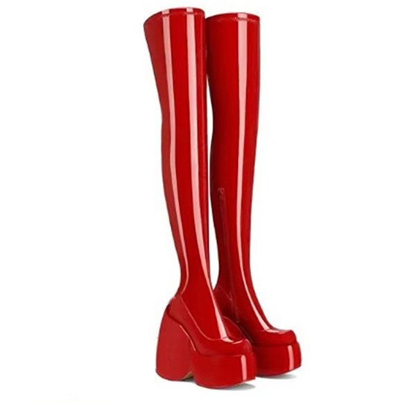 

wedges boots for women fashion ankle chunky boots goth gothic brand new fashion popualr style shoes comfy punk for girls party shoes 35-43, Black