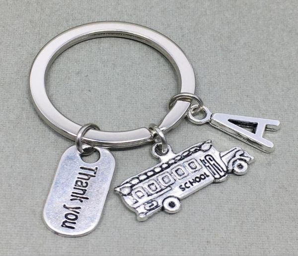 

ancient silver school bus school bus driver gift thanksgiving thank you 20 letters at pendant key chain creative couple jewelry k4097541, Slivery;golden