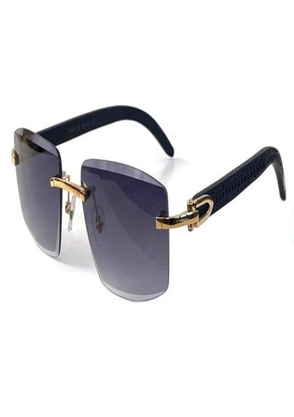 

new fashion design sunglasses 81880122 square frame rimless wooden temples simple and popular style uv400 protection eyewear q3428184, White;black