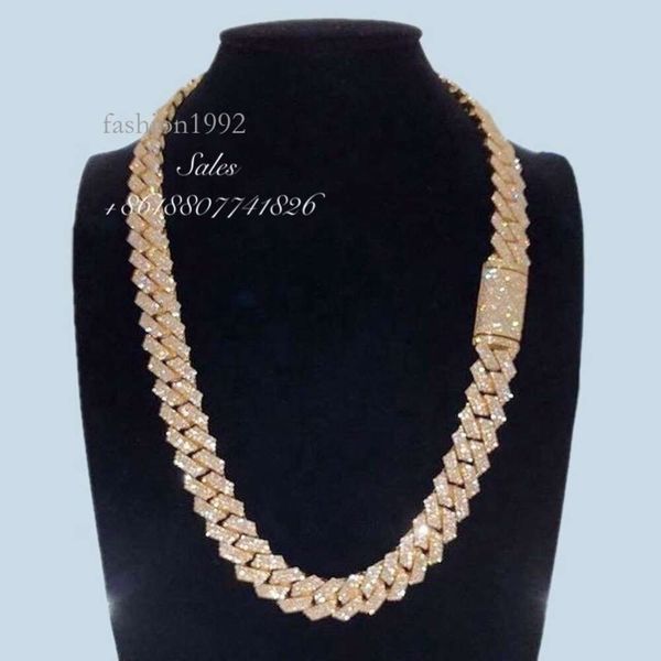 

Top Ranking Cool 19Mm Prong Iced Vvs Moissanite Cuban Chain Sier Moissanite Mens Necklaces