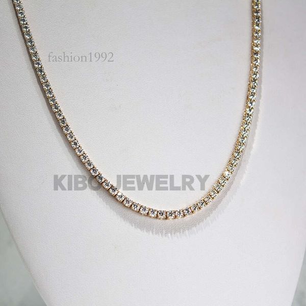 

Kibo Jewelry Iced Out Vvs D Color 18 20 22 24 Inches 3Mm Width Moissanite Diamond Real 14K Solid Gold Tennis Chain Necklace
