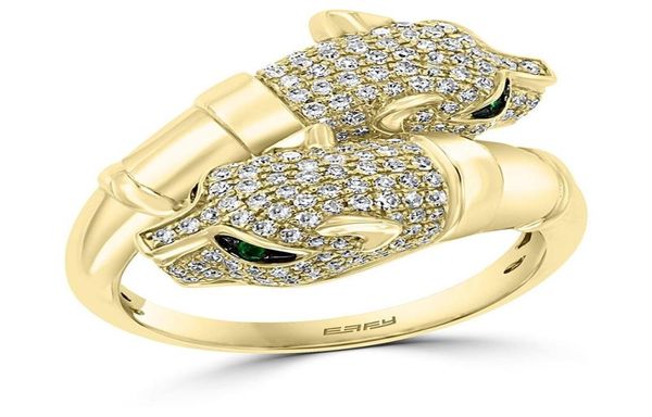 

cluster rings luxury trendy golden leopard head for women and men green eyes cz stone inlay punk fashion jewelry party gift animal3483630, Golden;silver