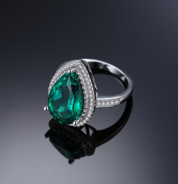 

fashion luxury pear 49ct created emeralds 100 real 925 sterling silver engagement rings women 2017 brand fine jewelry7039721, Slivery;golden