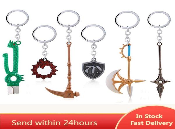 

keychains japan anime the seven deadly sins escanor nanatsu no taizai divine axe rhitta keyring key holder jewelry gift men7583574, Silver