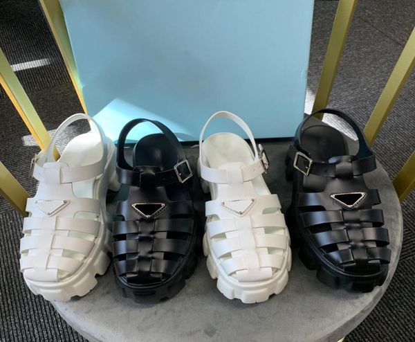 

women fashion rubber sandals leather thick sole gear hollow toe cap ladies casual beach heightening roman sandals sizi 35418685489, Black