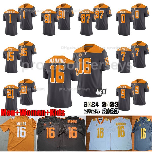

2023 custom ncaa tennessee volunteers football jersey 7 joe milton iii 16 peyton manning 1 jason witten 11 joshua dobbs 92 reggie white 1 do, Black