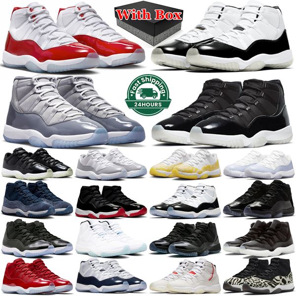 

jumpman 11 with box 11s basketball shoes men women cherry cool cement grey dmp jubilee 25th anniversary bred concord space jam low 72-10 men